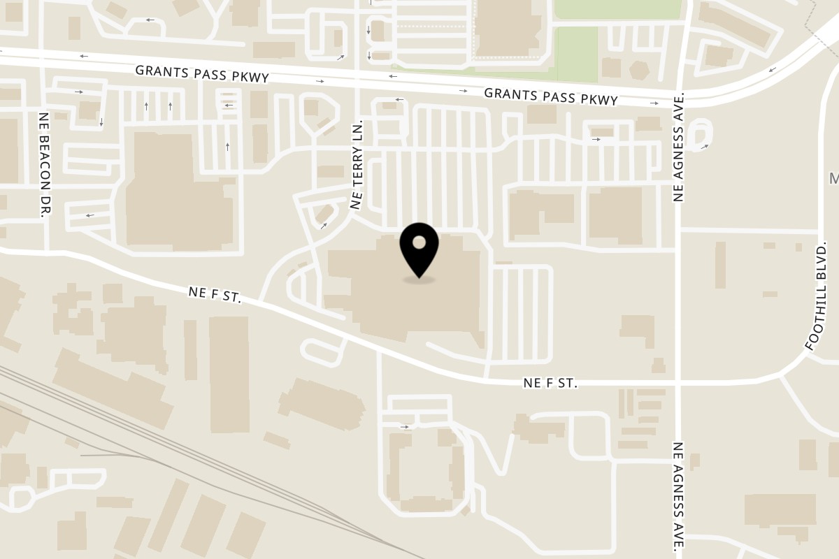 Map showing the location of Muchas Gracias Mexican Food Grants Pass Terry Ln (Walmart) on 135 NE Terry Ln in Grants Pass