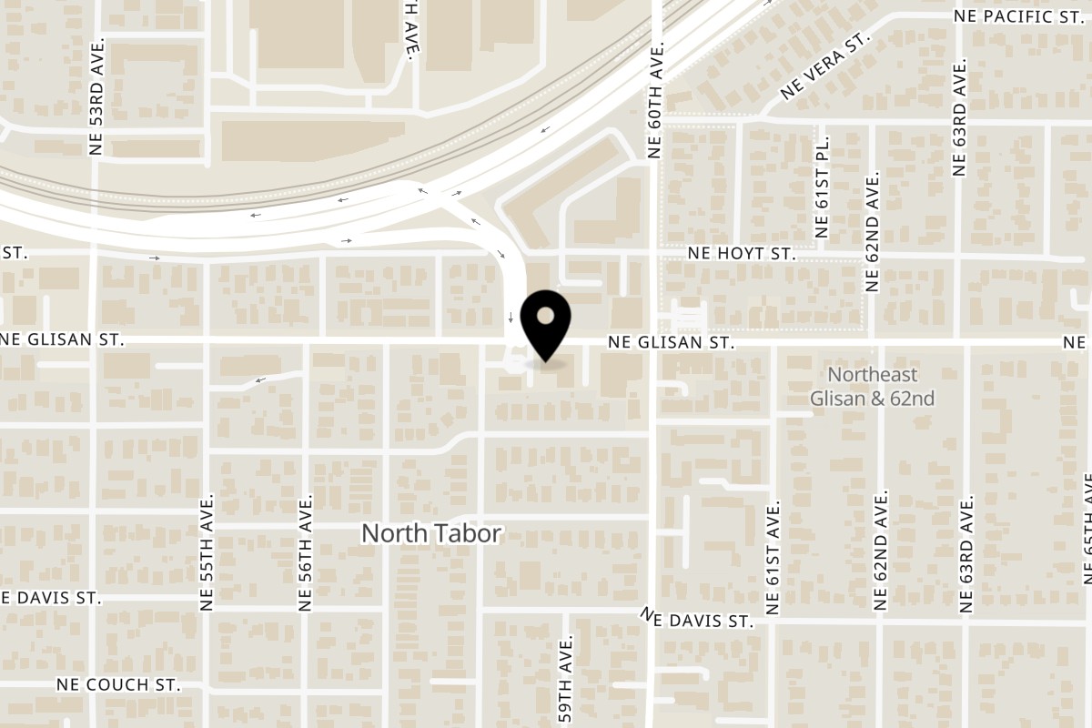 Map showing the location of Muchas Gracias Mexican Food Portland NE Glisan St on 5832 NE Glisan St in Portland