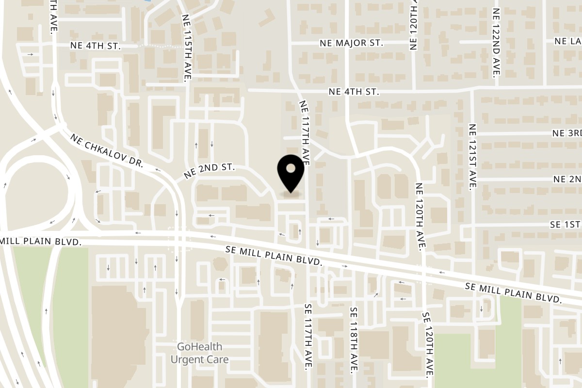 Map showing the location of Muchas Gracias Mexican Food Vancouver NE 117th Ave on 116 NE 117th Ave in Vancouver