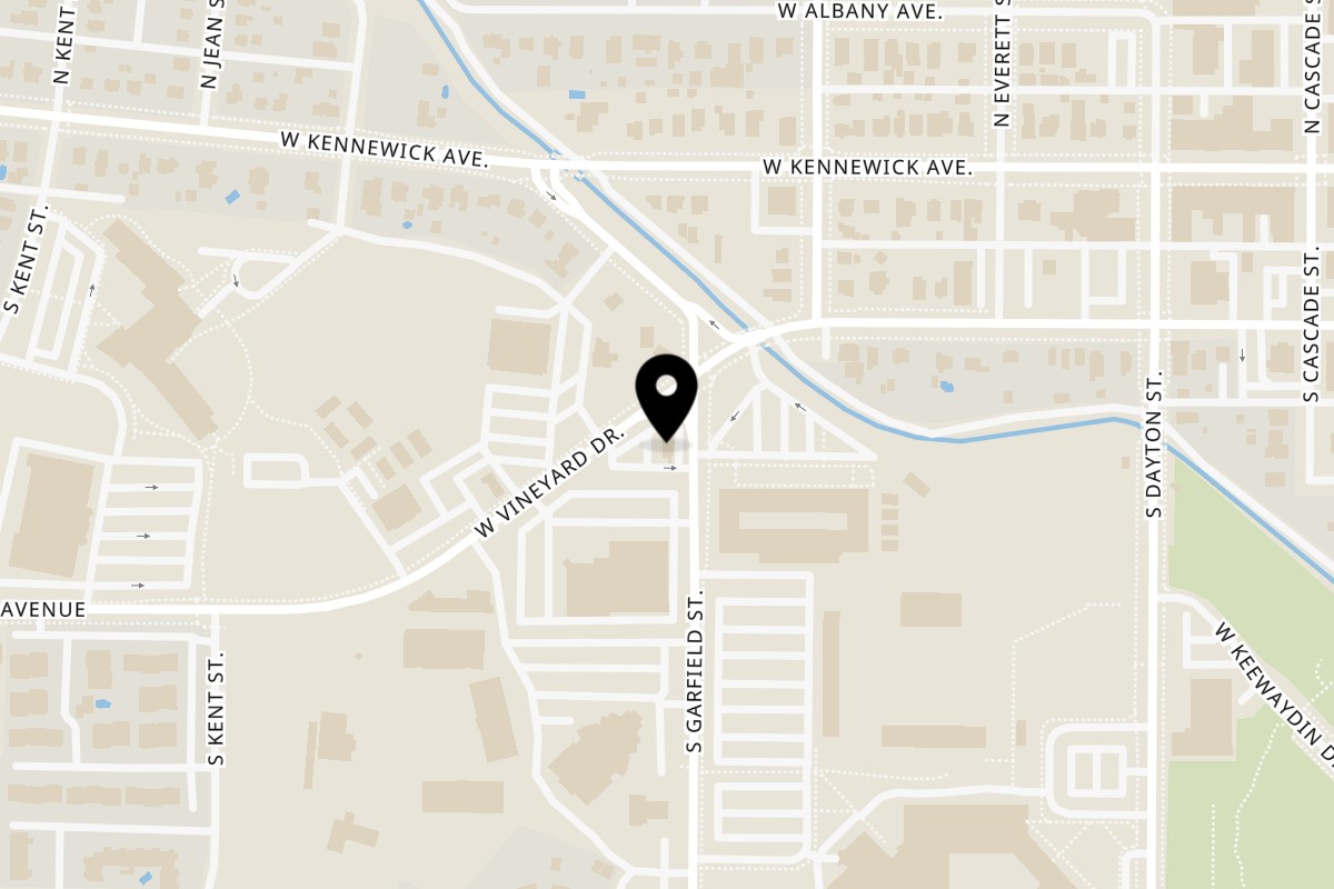 Map showing the location of Muchas Gracias Mexican Food Kennewick W Vineyard Dr on 701 W Vineyard Dr in Kennewick