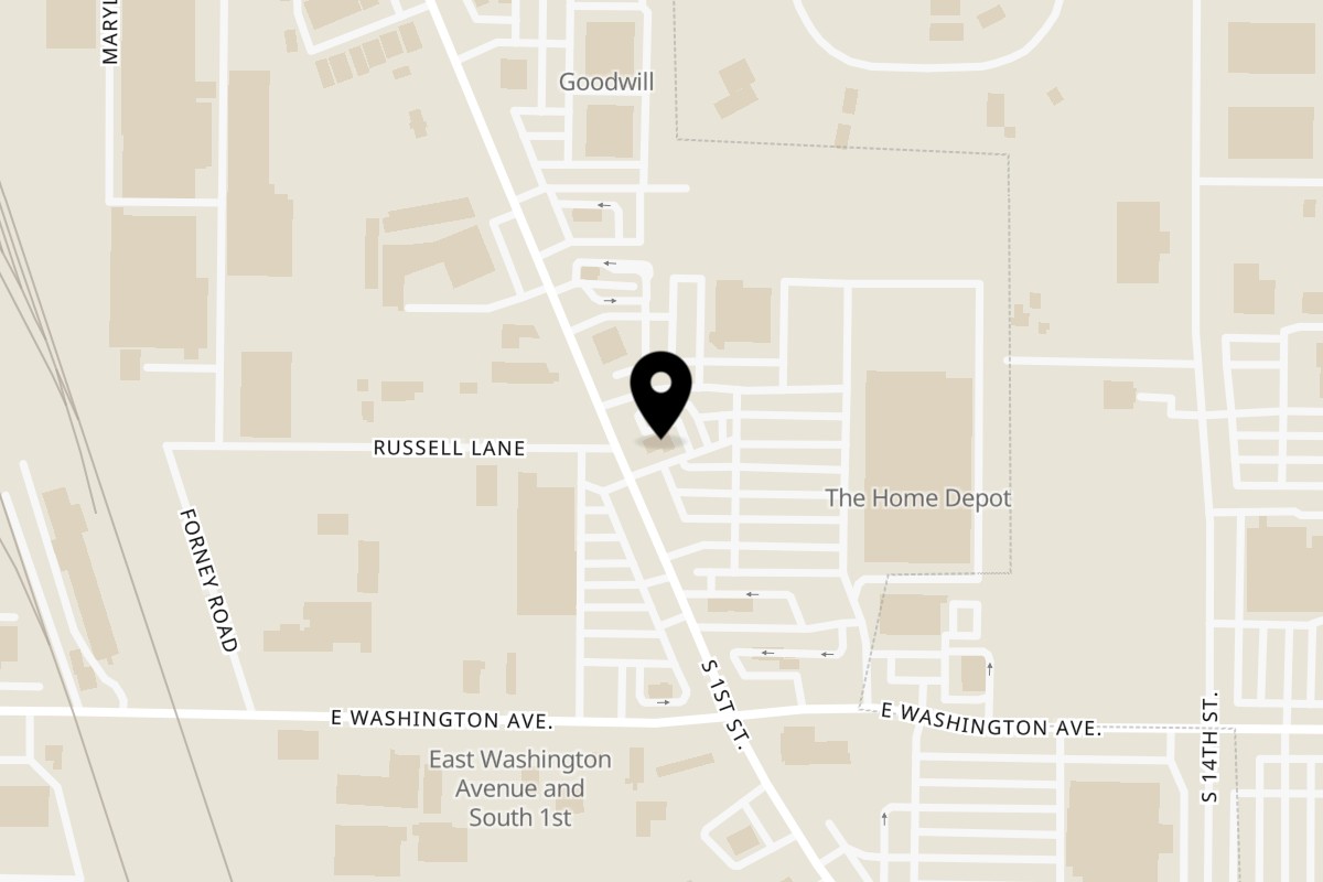 Map showing the location of Muchas Gracias Mexican Food Yakima on 2111 S. 1st Street in Yakima